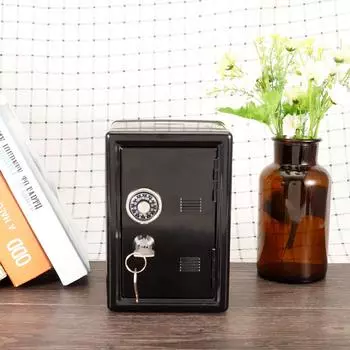 Детская обучающая игрушка, копилка, пароль, экономия денег, сейф, подарок с 2 ключами чёрный