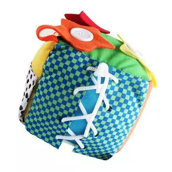 Детская обучающая игрушка-куб с пуговицами-молниями, шнурками и другими сенсорными игрушками для детей Style 3