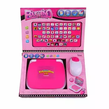 Детская обучающая машина Английский Испанский Музыка Функция Интерактивный Обучающий Ноутбук для Детей розовый
