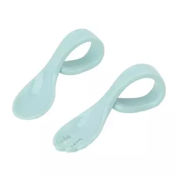 Детская обучающая вилка-ложка из ПП пищевого класса с короткой ручкой синего цвета для самостоятельного кормления, обучающие ложки-вилки L