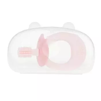 Детская обучающая зубная щетка-прорезыватель силиконовая 360-градусная очищающая капа детская массажная зубная щетка розовая розовый