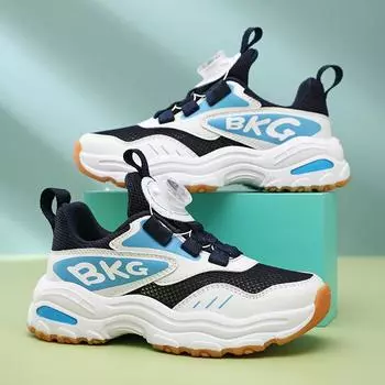 Детская обувь 2025 года, новая весна-лето, сетчатая поверхность, дышащая, обувь для мальчиков, кроссовки, обувь для девочек Size 31,Foot Length:19cm чёрный