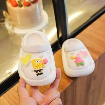 Детская обувь Baotou Hole, летняя обувь для мальчиков и девочек, нескользящая мягкая подошва, для малышей и двоих, детские классные летние тапочки 13cm жёлтый