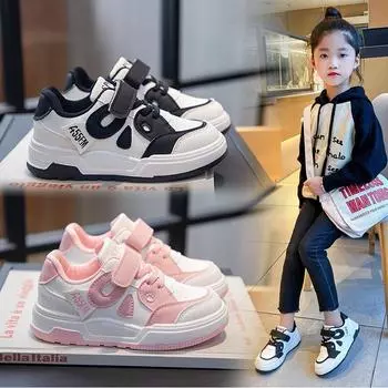 Детская обувь, Белая обувь, Мужская и женская спортивная обувь, Универсальная повседневная и дышащая спортивная обувь 26 чёрный