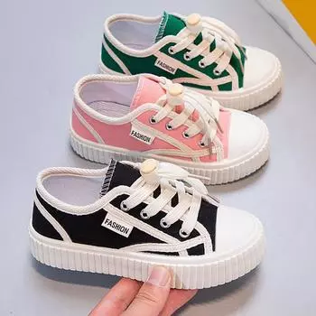 Детская обувь больших размеров, нескользящая и износостойкая, модная, легкая, для спорта и отдыха на открытом воздухе, парусиновая обувь 26 чёрный