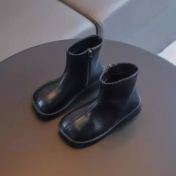 Детская обувь Ботинки для девочек Весна Осень Мальчики Повседневные Ботинки Челси Модные Черные Коричневые Универсальные Детские Нескользящие Ботинки 21 коричневый