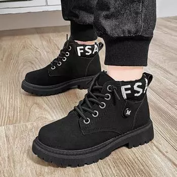 Детская обувь Ботинки Martin для девочек, новые осенние и зимние детские кожаные ботинки для мальчиков, модные нескользящие ботинки из кашемира 36