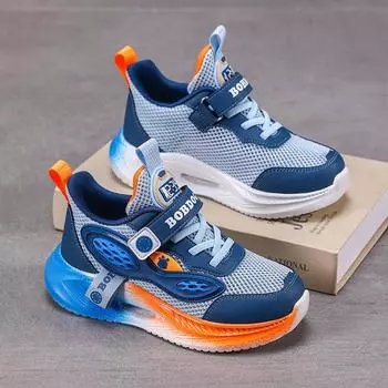 Детская обувь Детские кроссовки Большие детские Весна Лето Сетчатый верх Дышащие кроссовки для мальчиков Обувь для мальчиков Size28 ,Foot Length17.5cm синий