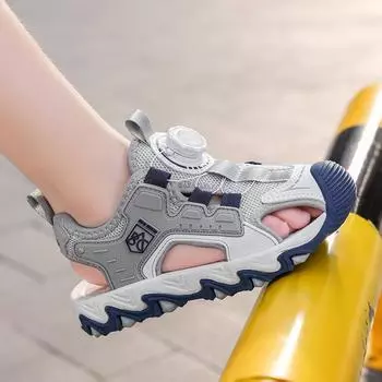 Детская обувь Детские сандалии летние новые Baotou пляжная обувь сандалии для мальчиков и девочек Size28 ,Foot Length17.5cm чёрный