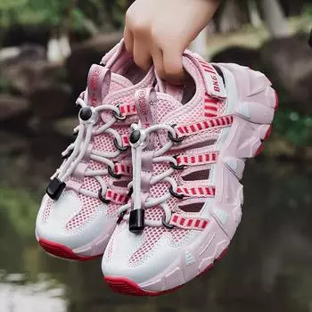 Детская обувь Детские сандалии Летние новые дышащие детские туфли на мягкой подошве для плавания Спортивные забродные туфли для женщин Size 27,Foot Length:17cm синий