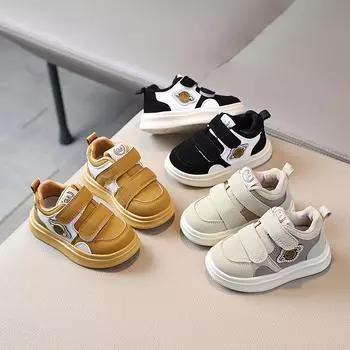 Детская обувь для детей 2-8 лет, длина стопы 13-18 см, спортивная обувь, низкие противоскользящие ботинки, модная обувь для малышей с мягкой подошвой на липучке 21 жёлтый