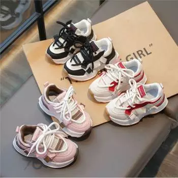 Детская обувь для детей 3-10 лет. Дышащая сетчатая обувь для девочек. Нескользящая одинарная обувь для мальчиков. 26 красный