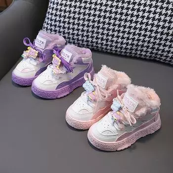 Детская обувь для детей Детская зимняя новая теплая хлопковая обувь Утепленные детские зимние ботинки Обувь принцессы 27