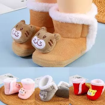 Детская обувь для девочек, ботиночки, милая обувь для принцесс, мягкая зимняя обувь для малышей, носки для мальчиков и девочек, согревающие носки для новорожденных 12 розовый