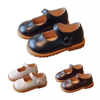Детская обувь для девочек, повседневная простая обувь из искусственной кожи, однотонная обувь для маленьких девочек, нескользящая школьная обувь на плоской подошве для малышей 22
