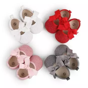 Детская обувь для девочек с бантом, нескользящая обувь с мягкой подошвой для малышей 2