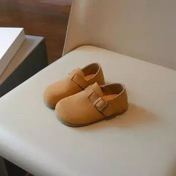 Детская обувь для девочек с круглым носком, простая повседневная обувь для малышей, мягкая подошва, универсальная детская модная обувь для мальчиков, кожаная обувь, однотонная 21 бежевый