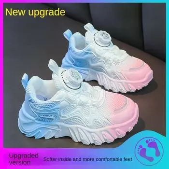 Детская обувь для девочек, весенне-летняя детская белая обувь, сетчатая обувь с поворотной пряжкой, дышащая сетчатая обувь 26