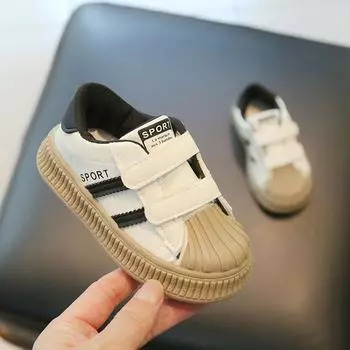 Детская обувь для досок, весенне-осенняя детская повседневная обувь, Нескользящие одинарные туфли на мягкой подошве с корпусом из ракушки 21 чёрный