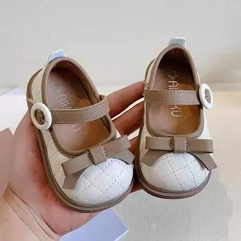 Детская обувь для ходьбы 2025 Весна Мягкая подошва Обувь для девочки Одинарная обувь Бант Туфли принцессы Кожаная обувь Детская обувь Детская обувь Обувь для девочки 15-insole11.5cm