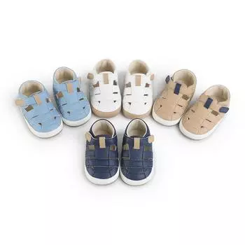 Детская обувь для мальчиков и девочек, дышащая однотонная обувь с мягкой подошвой, нескользящие сандалии с мягкой подошвой, обувь для малышей, детская обувь 12