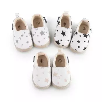 Детская обувь для мальчиков и девочек, повседневная мягкая, удобная, в стиле ретро, простой дизайн со звездами, нескользящая детская обувь с мягкой подошвой, детская повседневная обувь 2