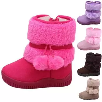 Детская обувь для малышей, однотонная теплая уличная обувь для мальчиков и девочек, сапоги 21 розовый