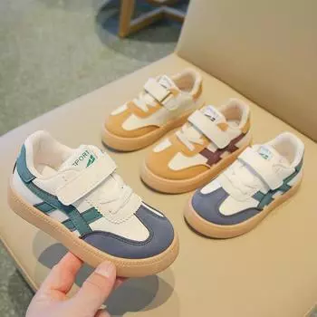 Детская обувь для отдыха на доске 2025 года, спортивная обувь для мальчиков и девочек, маленькие белые туфли 21 коричневый