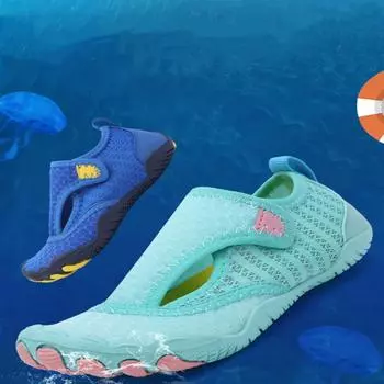 Детская обувь для плавания в воде, детские уличные пляжные сандалии босиком, аква-обувь, нескользящие кроссовки для дайвинга в реке и море, быстросохнущие EU:24 чёрный