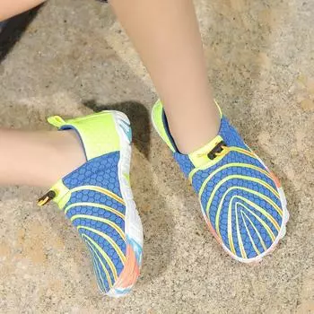 Детская обувь для воды для мальчиков и девочек, спортивные спортивные кроссовки Aqua, легкая спортивная быстросохнущая обувь, прогулочные кроссовки без шнуровки EU:27 бежевый