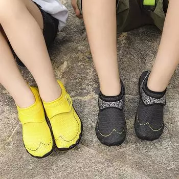 Детская обувь для воды, пляжная обувь для босиком, дышащая обувь для мальчиков, быстросохнущие пляжные кроссовки с речной и морской водой, спортивные пляжные кроссовки на мягкой подошве 25 чёрный