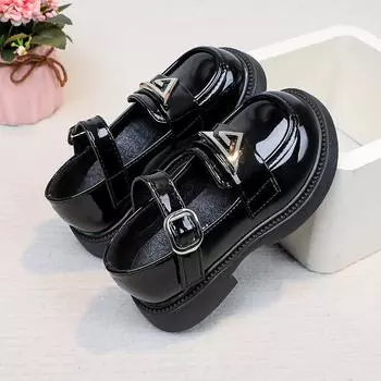 Детская обувь для выступлений. Кожаные туфли для девочек на вечеринку, свадьбу. Модные детские туфли принцессы Мэри Джейн. Все размеры 26-37. 26 чёрный