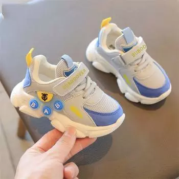 Детская обувь, дышащая обувь для девочек, сетчатая обувь, спортивная обувь для мальчиков, детская обувь с мягкой подошвой 21 синий