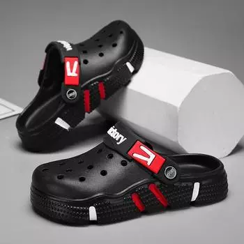 Детская обувь Hole Shoes для мальчиков и девочек, пляжная обувь двойного назначения, повседневные тапочки с мягкой подошвой и нескользящим носком для улицы 28 серый