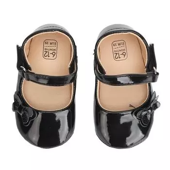 Детская обувь из искусственного полиуретана с бантом, простая элегантная обувь принцессы для младенцев от 6 до 12 месяцев 12cm / 4.7in чёрный