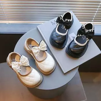Детская обувь из искусственной кожи, туфли на плоской подошве из лакированной кожи для девочек, черные, бежевые, винтажные школьные туфли принцессы для малышей 23