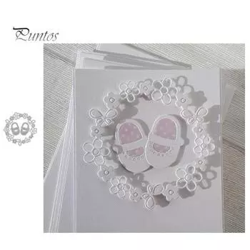 Детская обувь, кольцо с цветком, металлические штампы, сделай сам, скрапбук, бумажная карта, альбом, трафарет серебряный