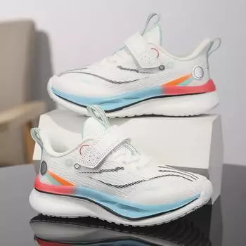 Детская обувь Кроссовки для мальчиков Кроссовки для мальчиков из сетчатой дышащей ткани Size 31,Foot Length:19cm белый