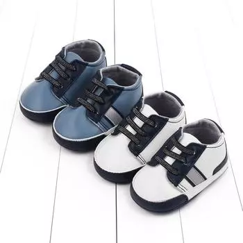 Детская обувь, кроссовки для новорожденных мальчиков, кроссовки в две полоски для девочек, детские кроссовки на мягкой подошве из искусственной кожи со шнуровкой для малышей, 0-18 месяцев 12cm белый