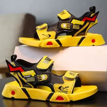 Детская обувь, летние волшебные сандалии с наклейками, дышащие повседневные модные сандалии для девочек 28–40 лет 28 жёлтый