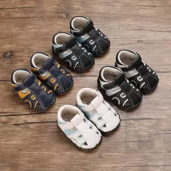 Детская обувь, летняя мужская детская обувь для детей 0–1 года, сандаловая дышащая обучающая обувь с мягкой клеевой подошвой 11
