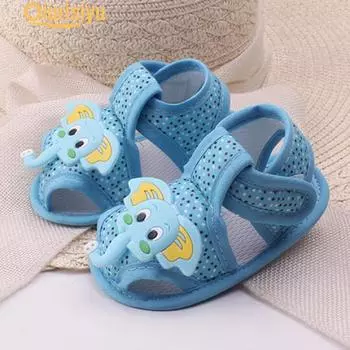 Детская обувь. Летняя обувь с мультяшным рисунком слона на подошве. 0-6 Month синий
