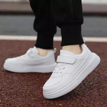 Детская обувь маленькие белые туфли детская спортивная обувь на весну и осень студенческая повседневная обувь на липучке нескользящая платформа 39