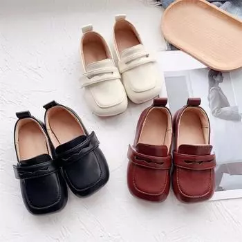 Детская обувь. Нескользящие повседневные кожаные туфли принцессы с неглубоким носком. 22
