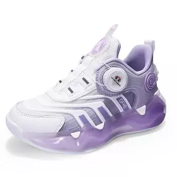 Детская обувь Новые модные светящиеся в темноте спортивные туфли для девочек с вращающимися кнопками повседневные пружинящие нескользящие кроссовки для бега 36