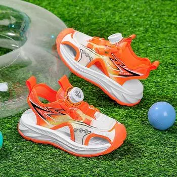 Детская обувь Обувь для мальчиков новые летние детские туфли-пучок легкие на мягкой подошве пляжные туфли детские сандалии Size 29,Foot Length:18cm оранжевый