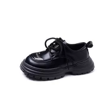 Детская обувь Обувь для мальчиков Осенняя новинка Девочки Студенты Мягкая подошва Зарубежный стиль Шнуровка Туфли принцессы Удобные маленькие кожаные туфли 26