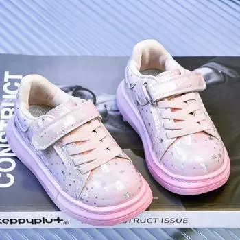 Детская обувь, обувь с принтом звезд, повседневная спортивная обувь на мягкой подошве для маленьких мальчиков и девочек, обувь для первых прогулок на нескользящей подошве 21 розовый