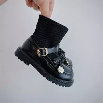 Детская обувь, осень 2023, сапоги принцессы с милым бантом, модные носки для девочек, сапоги 26