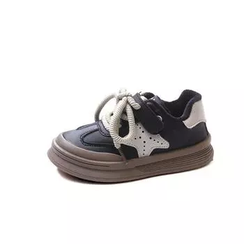 Детская обувь осень и зима новые кроссовки для мальчиков девочки два хлопка большие детские скейт обувь осень ученики начальной школы 26 чёрный